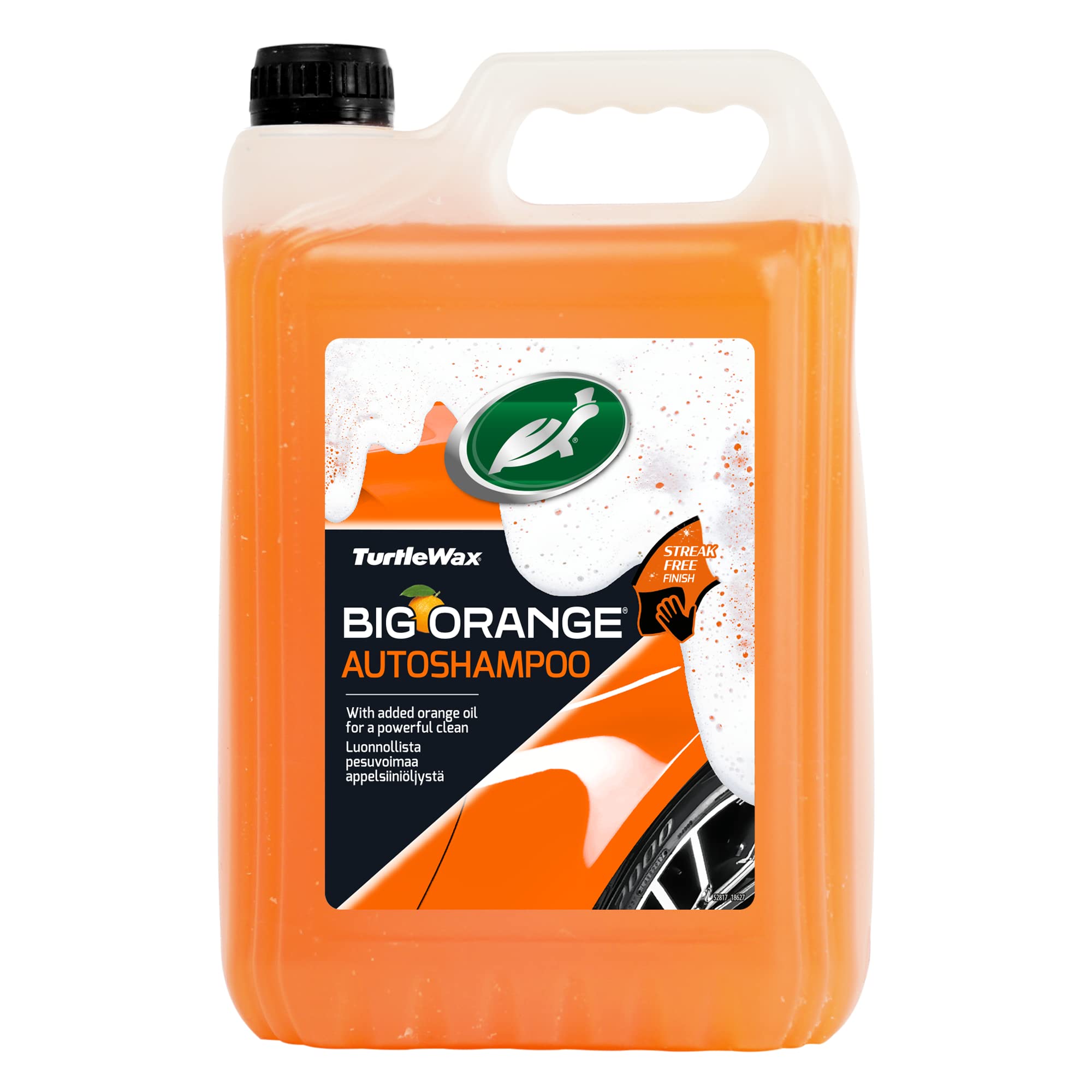 Turtle Wax Big Orange Car Shampoo & Wash 5L - Fast Rinse Formula That Removes Dirt & Road Grime Which Leaves your Car With A Glossy Showroom Shine