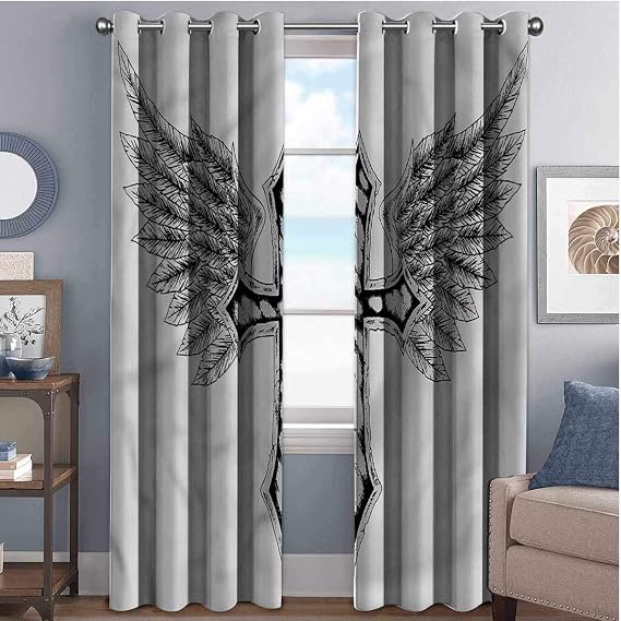 Gothic Blackout curtains with grommets darken Heraldic Wing and