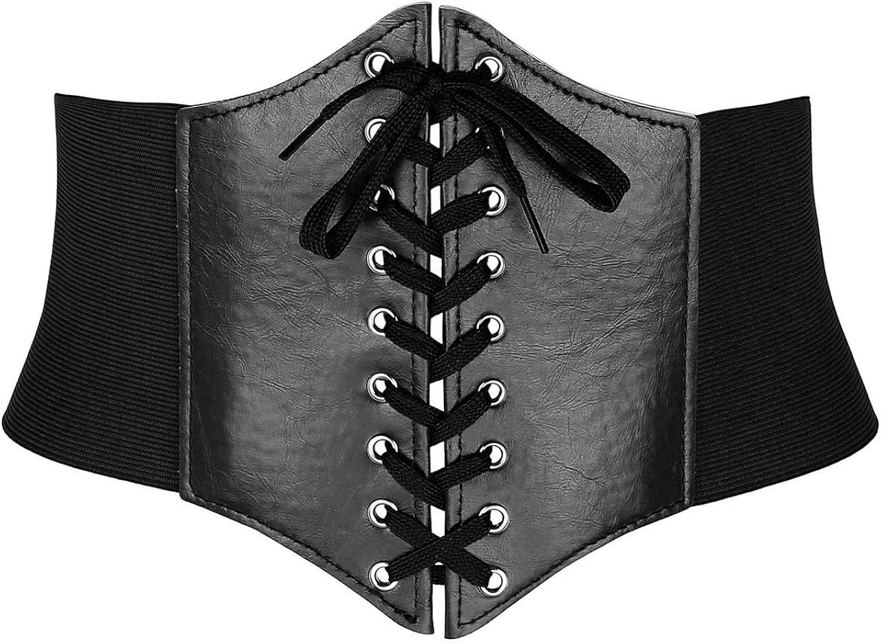 Ayliss Women Elastic Wide Band Tied Waspie Corset Waist Cincher Belt, Black at  Women’s Clothing store