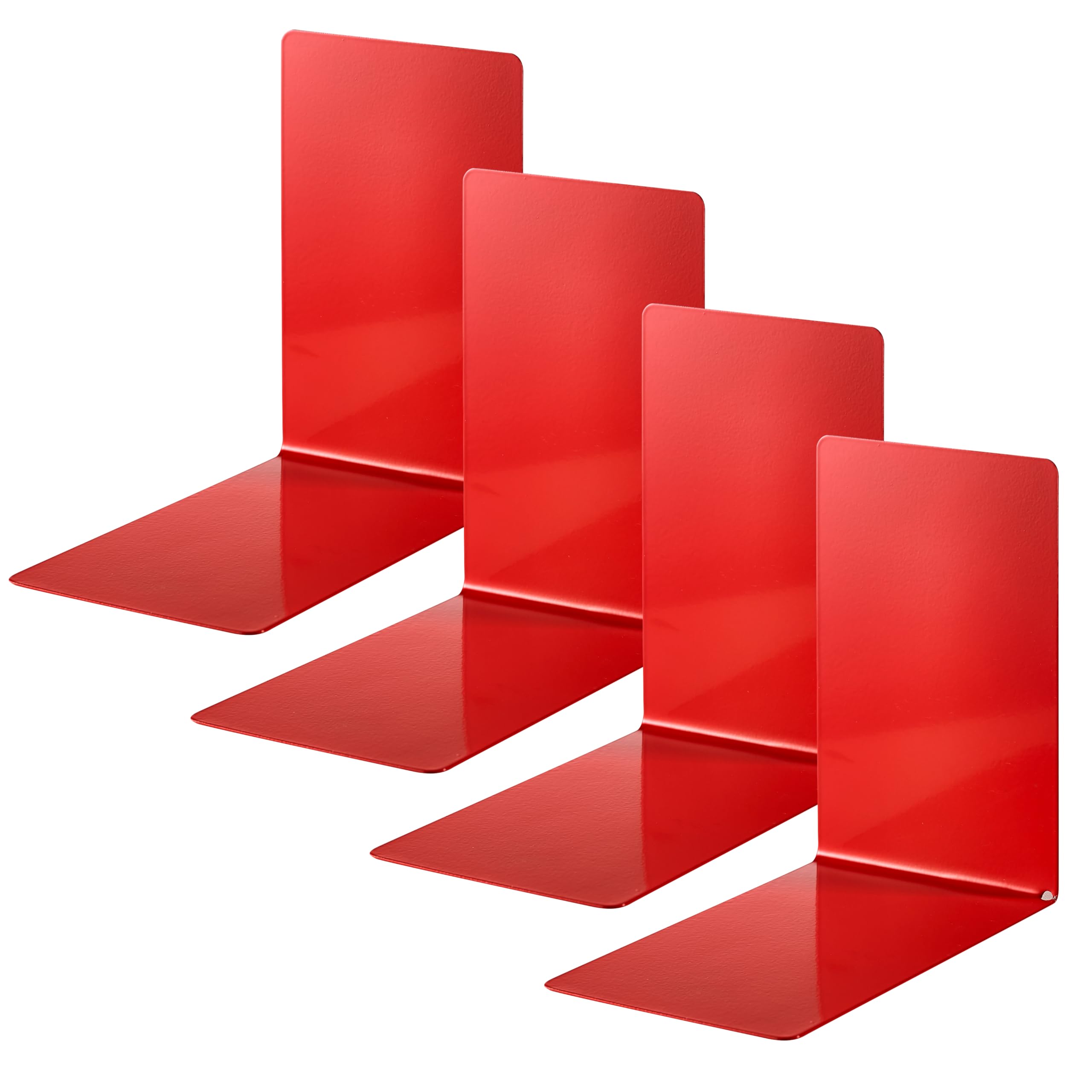 Alco-Albert 4301-12-4 Metal Bookends, Pack of 4, Red, 14 x 14 x 8.5 cm, for School, Office and Home