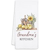 OSLYSOF Grandma Kitchen Towels, Mother's Day Birthday Gifts for Grandma Dish Tea Towels for Kitchen Decor, Grandmother Gifts from Grandkids Decorative Hand Towels, 16x24 Inch