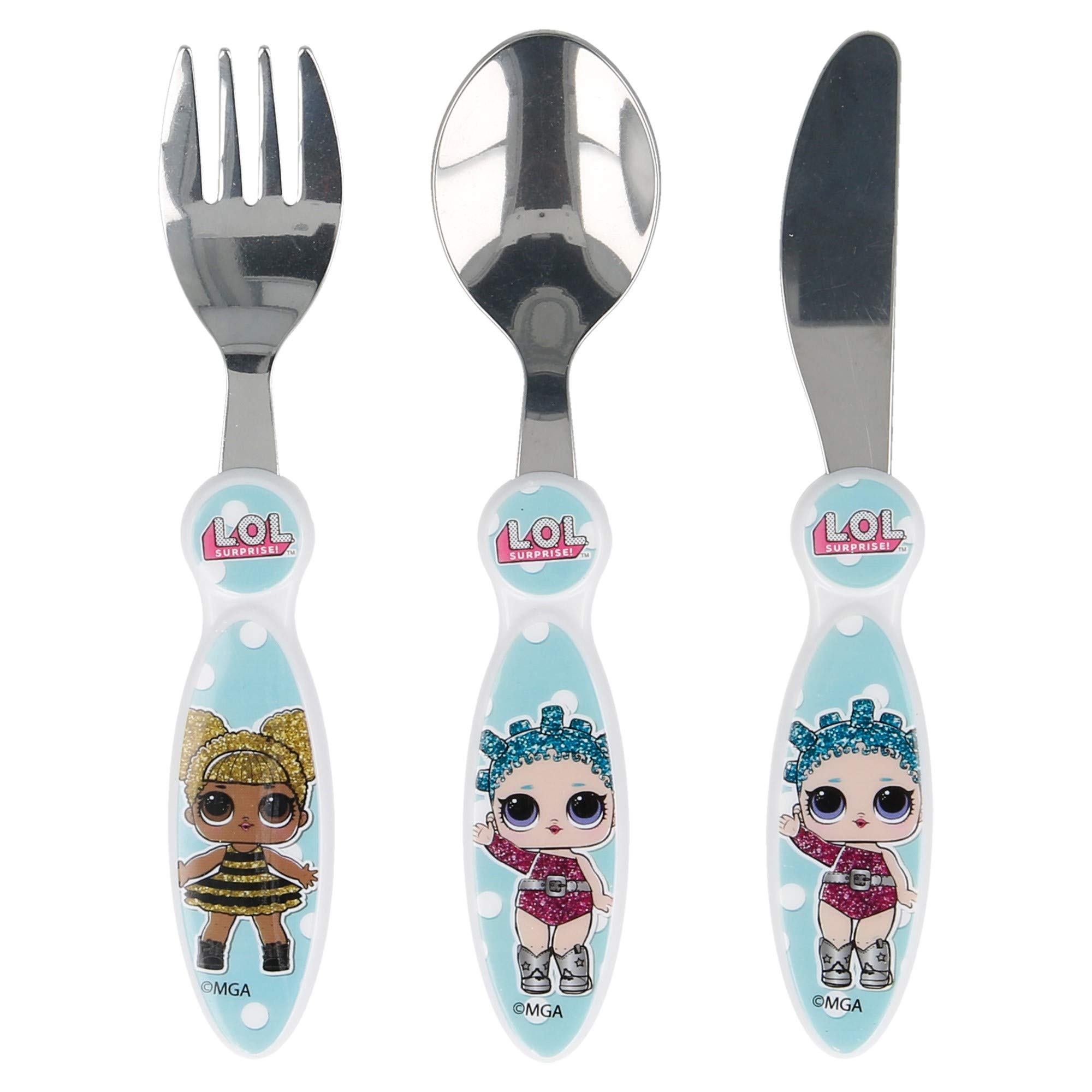 LOL Surprise! Children's Kids 3pcs Cutlery Set, Knife/Fork/Spoon