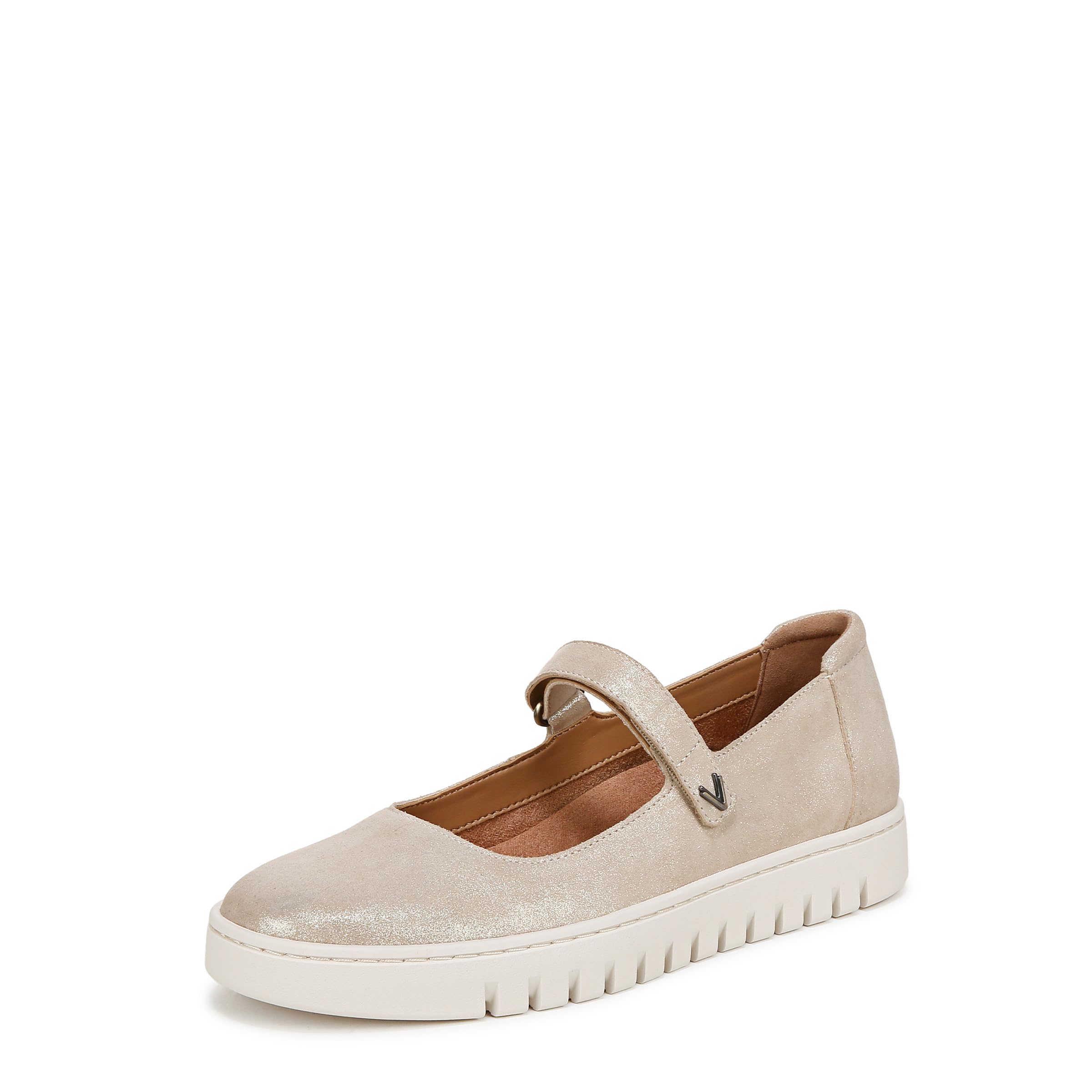 VIONIC Women’s Uptown Mary Jane Flat, Gold Suede, 12