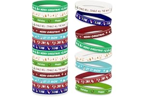 Mersper 24/48/64 PCS Christmas Silicone Wristbands Bulk, Rubber Bracelets Christmas Party Favors Xmas Rubber Band for Birthda