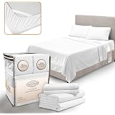 Abeero Home Queen Size Bed Sheets with Elastic Corner Straps - 4pcs White | Queen Sheet Set - Luxury Hotel Quality - Soft Cooling Sheets - Deep Pockets Microfiber Bedsheet - Bedding Sheet &amp; Pillowcases