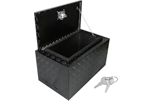 Aikosin 30 Inch Aluminum Black Plated Truck Tool Box Pickup Truck Bed Storage, Heavy Duty Waterproof Underbody Pick Up Truck Bed RV Trailer Toolbox Storage Organizer (30"x17"x17.75")