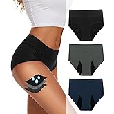 KEECOW Period Underwear For Women, Leak-Proof 2.0, Comfort, Postpartum, Heavy Flow, Brief, 3 Pack