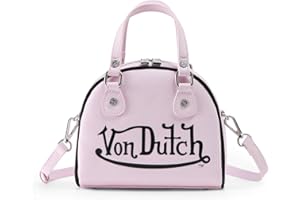 Von Dutch Womens Two Tone Bowling Bag Purse - Stylish Womens Handbag with Adjustable Strap, Spacious Interior w/Iconic Logo
