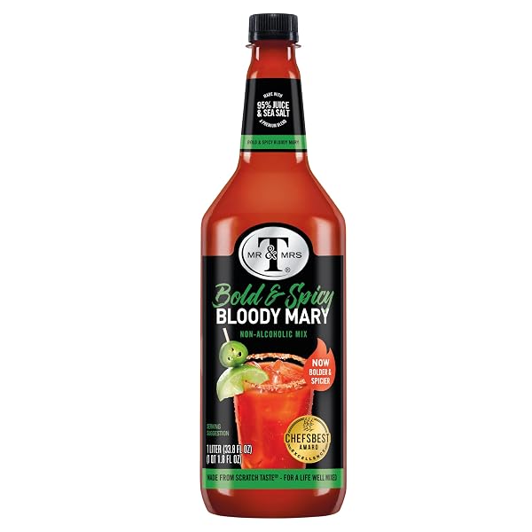 MR. & MRS. T BOLD & SPICY BLOODY MARY MIX, 1 LITER BOTTLE