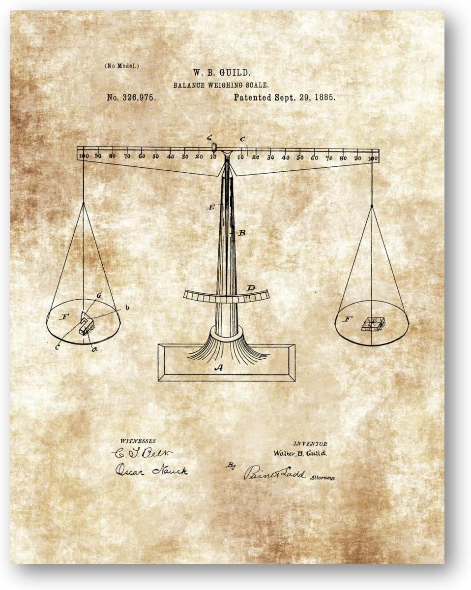 Scales of Justice Attorney Artwork - 11 x 14 Unframed Patent Print - Great Gift for Lawyers, Judges or Law Students - Home Office or Courtroom Decor