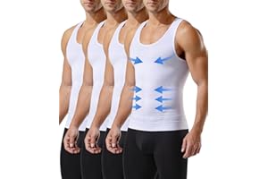 Casey Kevin Compression Shirts for Men Body Shaper Tank Top Slimming Undershirts Vest Gym Gear Sleeveless Shapewear 4 Pack