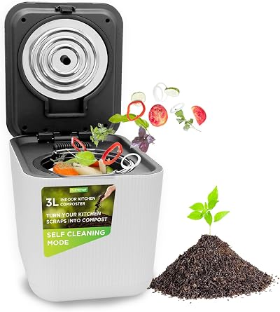 Nutrichef 3L Electric Kitchen Composter | Automatic Food Scrap Bin | Dry Crush