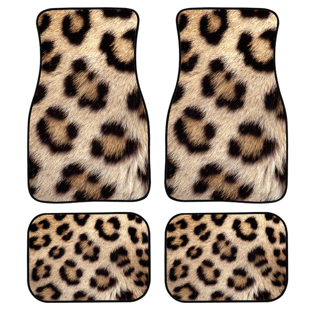 Woisttop Leopard Print Car Floor Mat Premium Quality Carpet Floor Mats for Women Men Car/Truck, Set of 4-Piece for Car Front Rear Carpet Cushion Mat