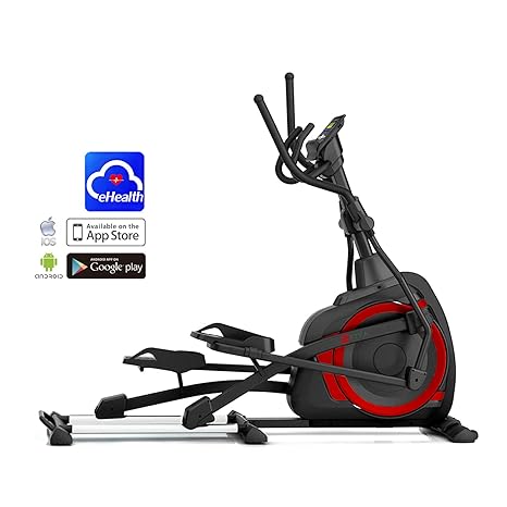 AsVIVA Unisex – Erwachsene Ellipsentrainer und Ergometer E4 Pro Bluetooth, schwarz/rot, One-Size