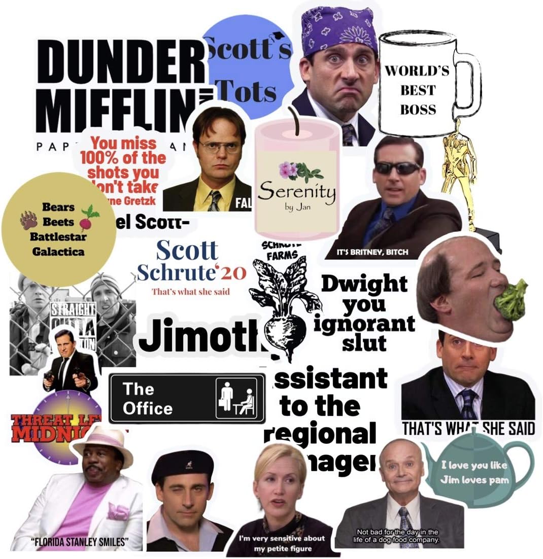 The Office Stickers 25 Pack- The Office Stickers for laptops, Dunder Mifflin Stickers, The Office Laptop Stickers, Funny Stickers for Laptops, Computers, Hydro Flasks, iPhones, Pop Culture Stickers