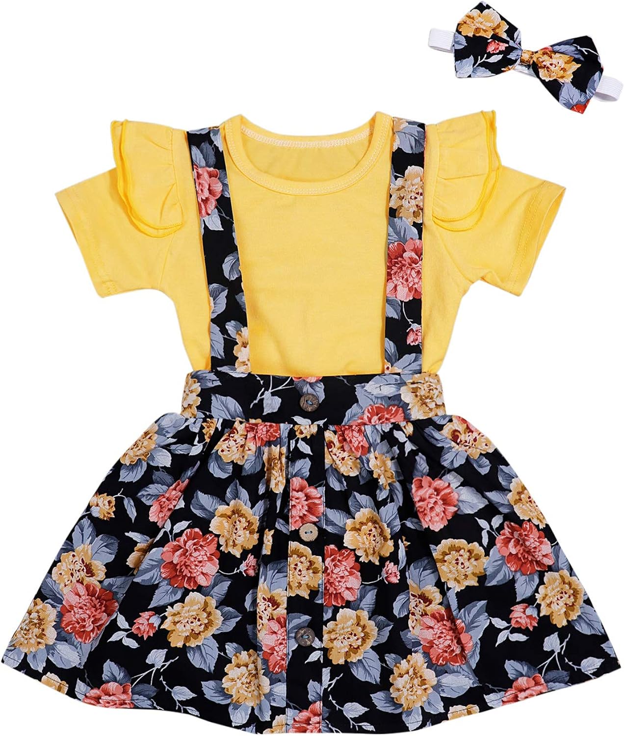 Toddler Baby Girls Summer Outfits Short Sleeve Ruffle Top