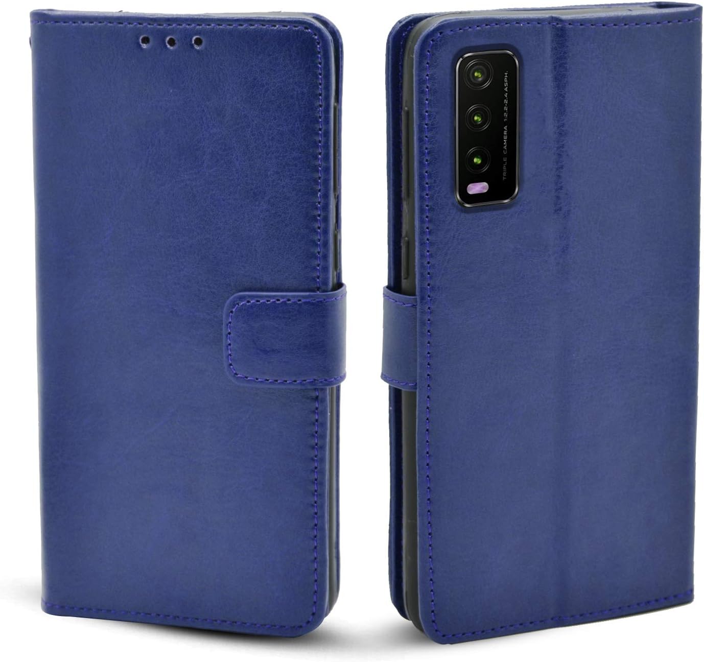 Pikkme Vivo Y20 Leather Flip Cover Wallet Case for Vivo Y20 (Blue