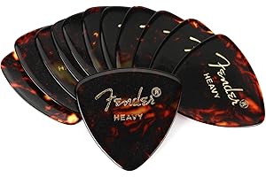 Fender Classic Celluloid Guitar Picks 346 Shape, Tortoise Shell, Heavy, 12-Pack