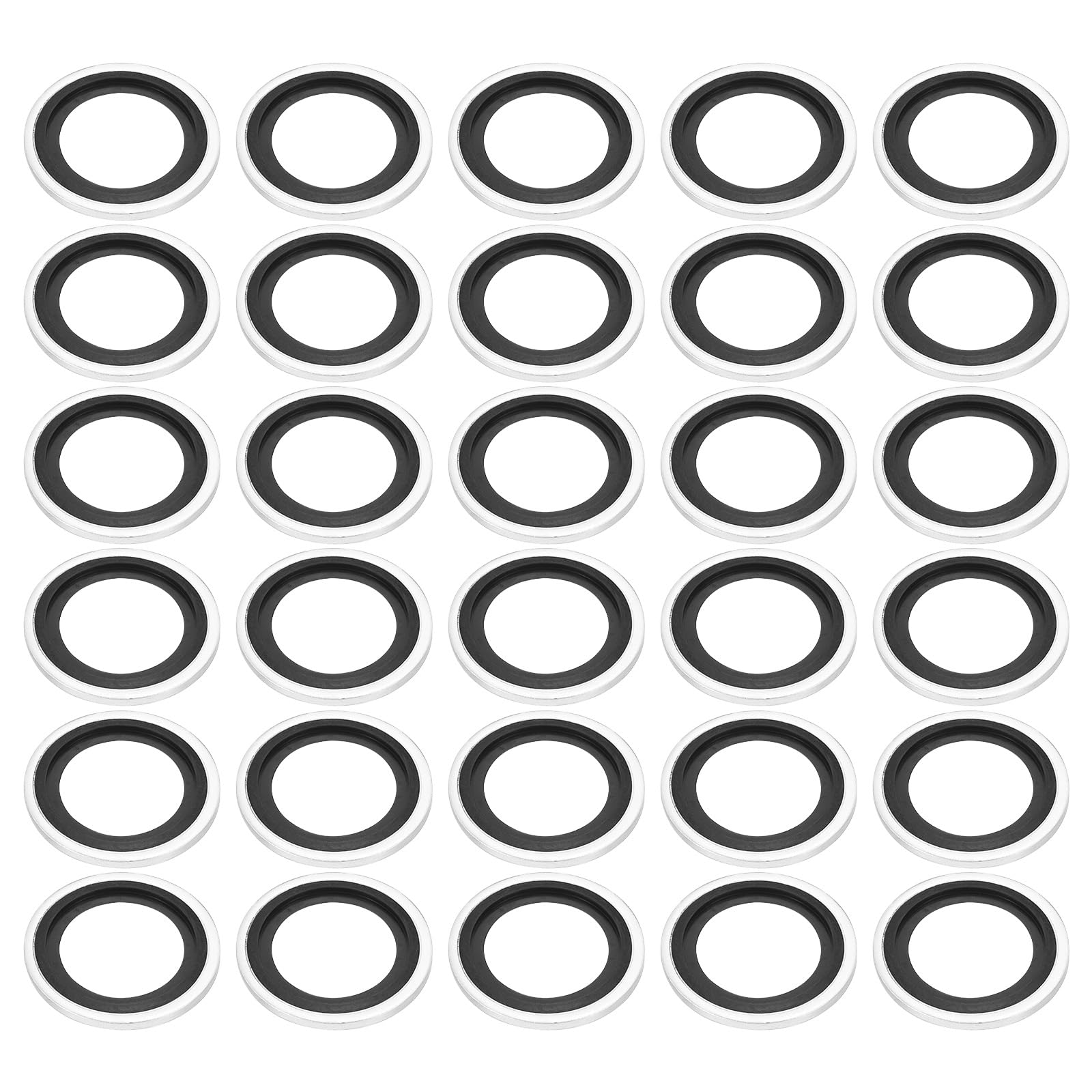 PATIKIL M22 Self-Centered Bonded Sealing Gasket, 30Pcs NBR Metal Bonded Sealing Washers Automotive Washers for Mechanical, Plumbing, Cylinder Repairs