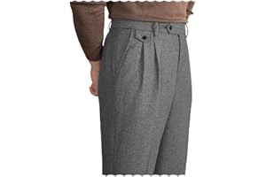 GARQIA CLYON Mens Pants Tweed Herringbone Vintage Dress Pant Trousers Regular Fit Suit Pants for Men