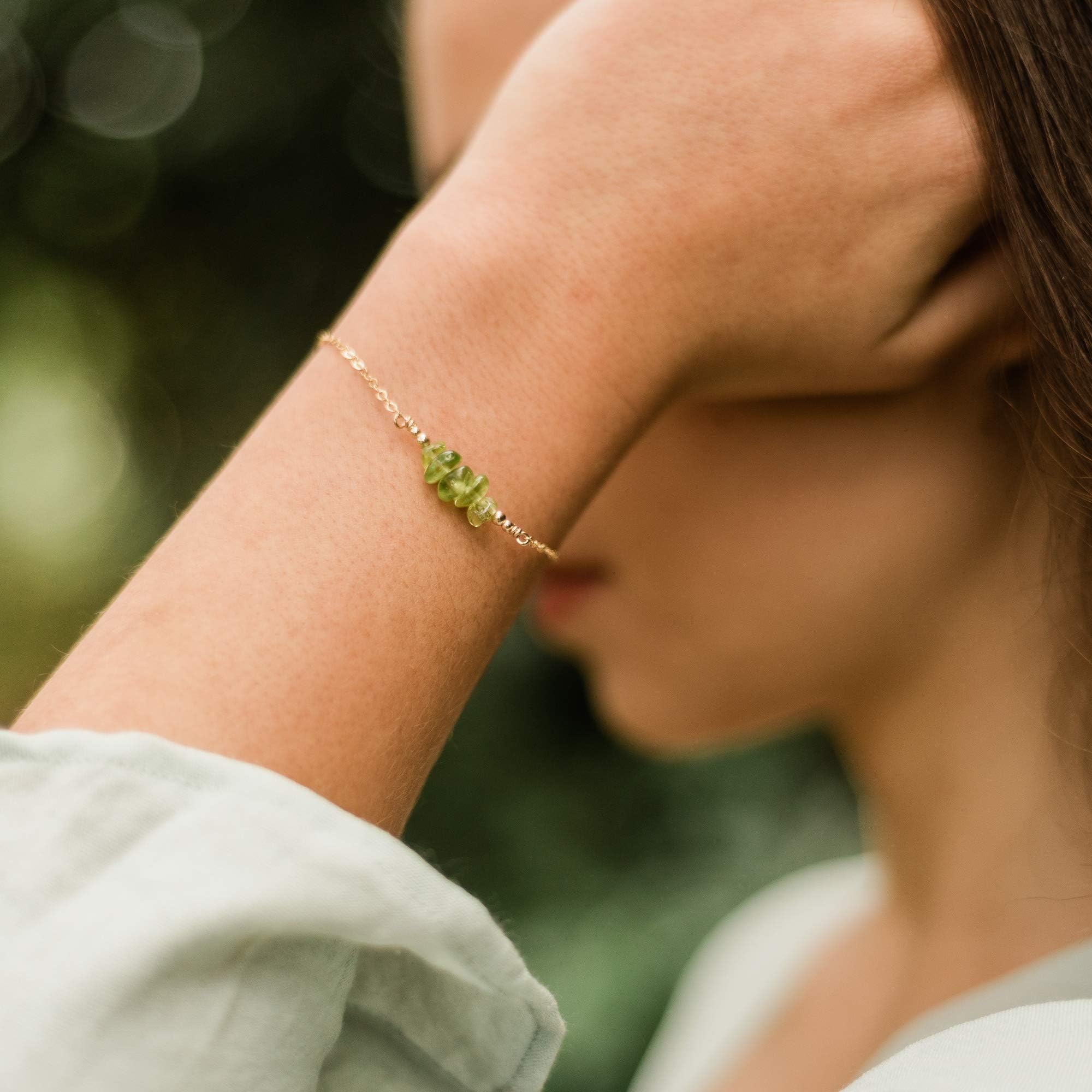 Luna TideLuna Tide Peridot Chip Bead Bar Bracelet in 14k Gold Fill