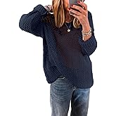 EVALESS Womens Sweaters Casual 2026 Spring Summer Crochet Hollow Out Tops Crewneck Long Sleeve Beach Cover Ups Cruise Outfits