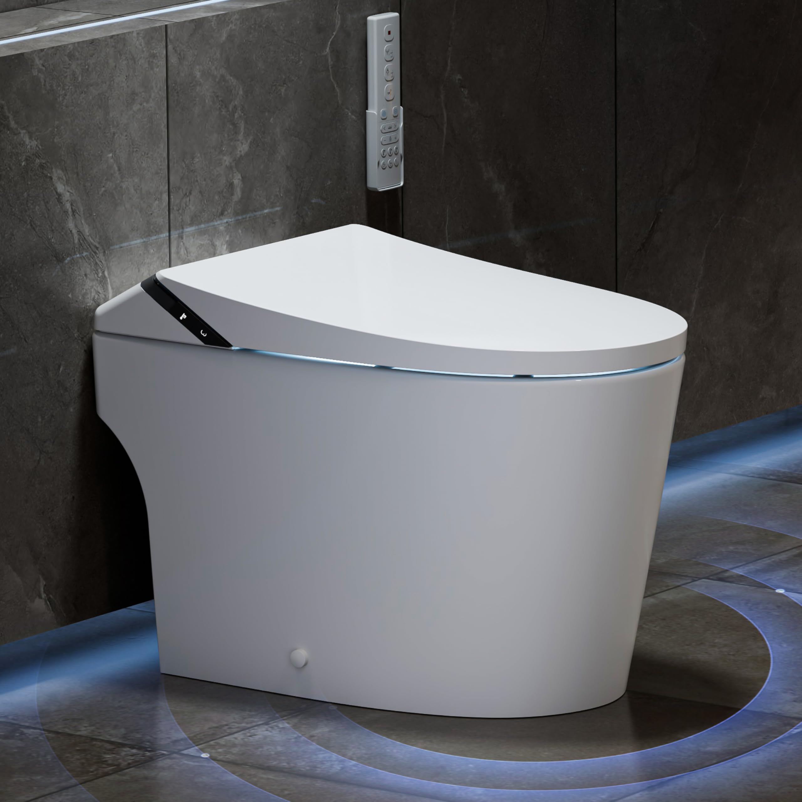 Photo 1 of Smart Toilet with Bidet Built in,One Piece Toilets with Tank,Dual Auto Flush,Foam Dispenser,Deodorization,Foot Sensor,Blackout Flush,Heated Seat,Warm Water,Bidet Toilet for Modern Bathroom,Night Light
