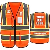 AYKRM Custom Logo Personalised Printed High Visibility Reflective 2 two tone work construction Safety Vest