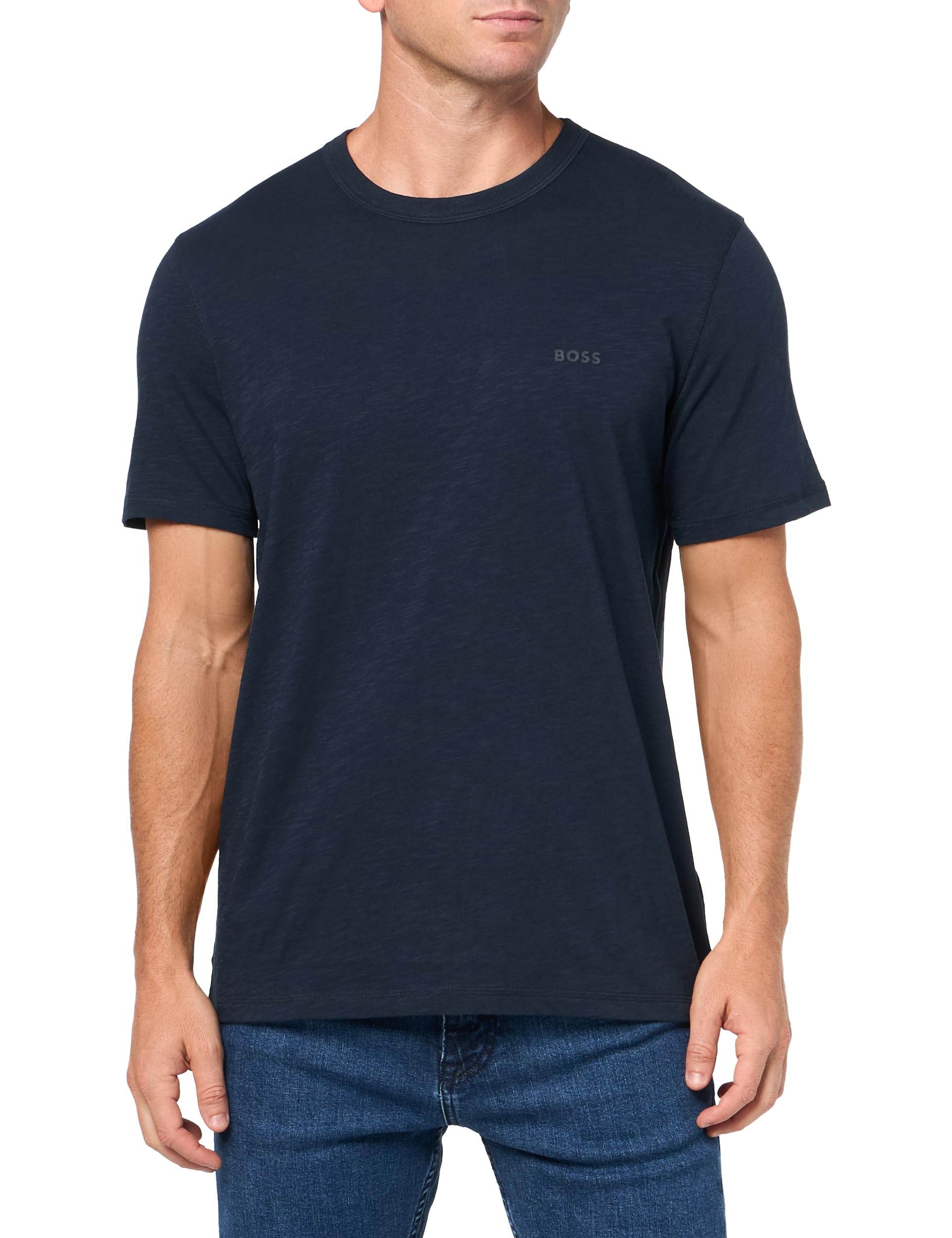 BOSS Tonal Square Patch Logo Jersey T-Shirt,Blueberry Blue,S