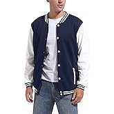 DHSPKN Men's Varsity Baseball Jacket Causal Slim Fit Varsity Letterman Jacket Boys Bomber Jackets