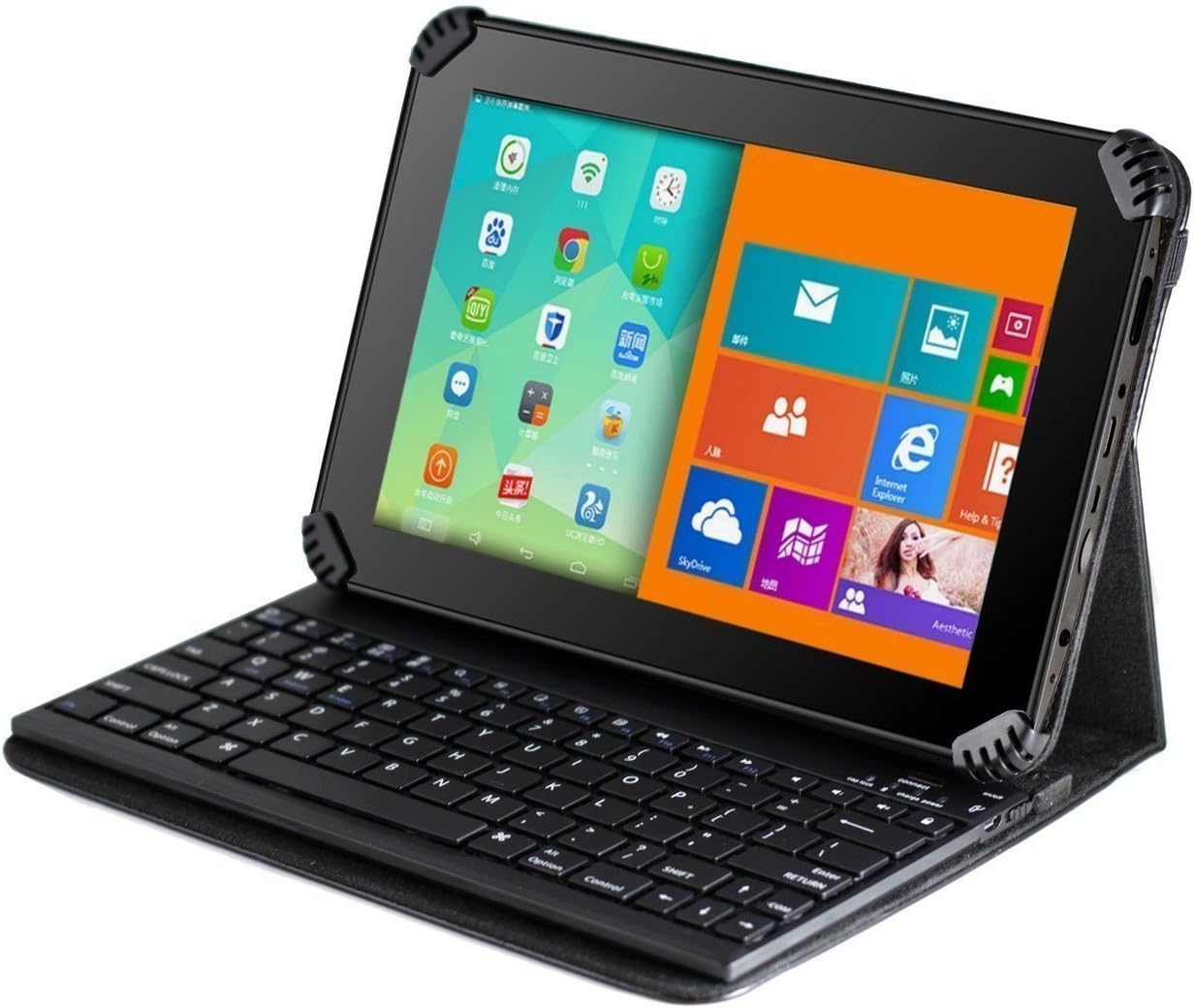 MiTAB Black Faux Leather Micro USB Keyboard Case Cover and Stand Compatible With The Android Tablets (LG G-PAD 8.3, Black)