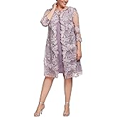 Alex Evenings Womens Plus Size Midi Scoop Neck Shift Dress with Jacket