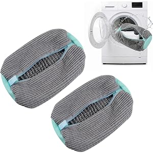 AQVGJQ Shoe Washing Machine Bag: 2 Pack - Invisible Zipper For Family Wash | Zero Damage 2x Thick Plush Mesh | Busy Moms & Mu
