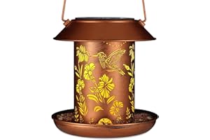 DOORKEER Solar Bird Feeder for Outdoors Hummingbird Solar Lanterns Metal Waterproof Outside Wild Bird Feeders Birthday Gifts for Women Mom Grandma Outdoor Hanging Garden Decor Lights for Yard, Patio, Landscape