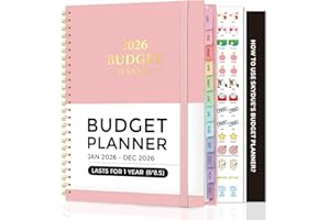 SKYDUE Budget Planner 2026 - Monthly Budget Book with Expense Tracker Notebook, JAN - DEC 2026, 12 Month Bill Organizer & Finance Planner to Manage Your Money, 6.4" x 8.3" Account Book with Colorful Tab