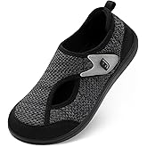 JOINFREE Mens Diabetic Walking Shoes Wide Toe Box, Adjustable Zero Drop Non Slip Sneakers, Breathable Knit Casual Shoes for Swollen Feet, Edema, Sensitive Feet, Elderly, Arthritis