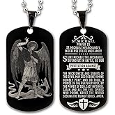 Sainstone St Michael Archangel Protection Pendant Necklace Amulet Talisman with Motivational Prayer - Protect Us for All - Inspirational Dog Tag Stainless Steel Gifts for Men Women