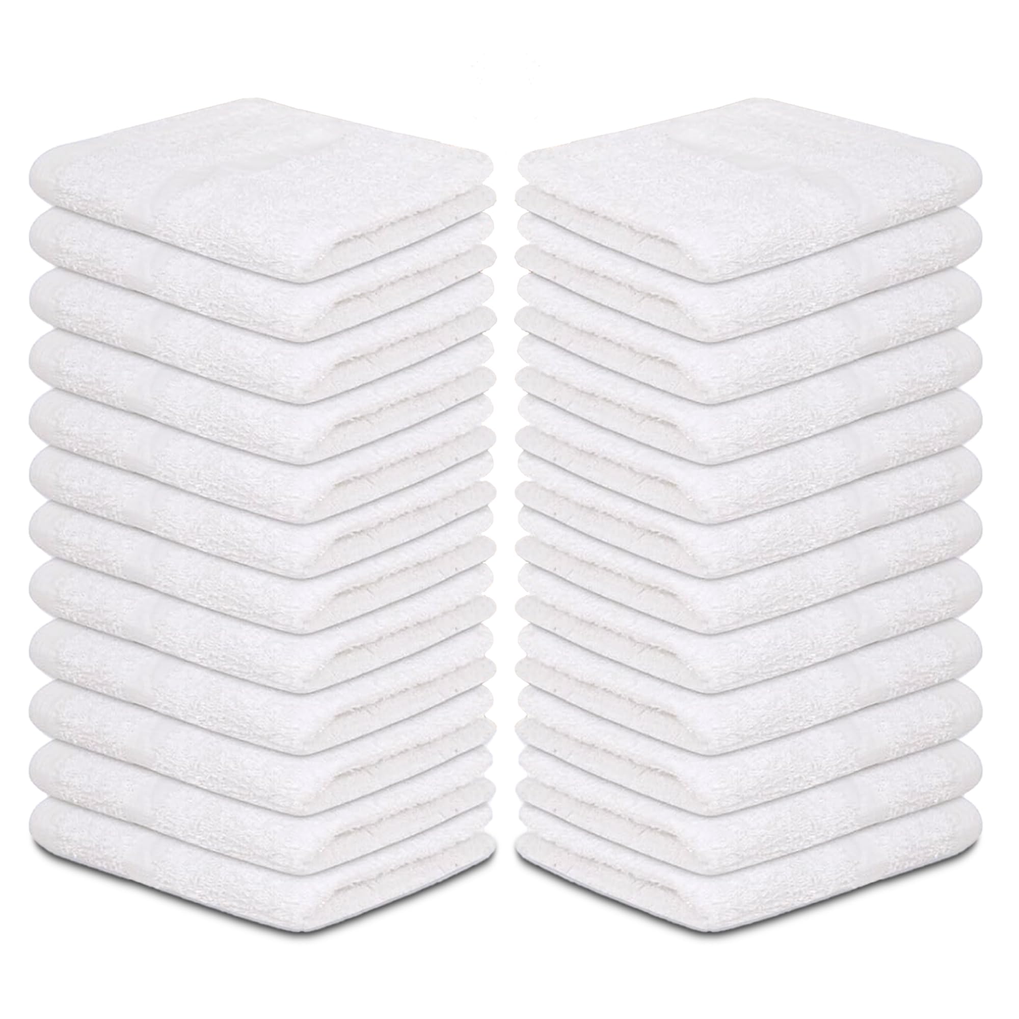 ZUPERIA Bulk Wash Cloths 24 Pack - 12 x 12 Inches, 100% Cotton Economy Light Weight Towels for Commercial Use - Quick Dry, Ultra-Soft, and Absorbent Bulk Washcloths (White)