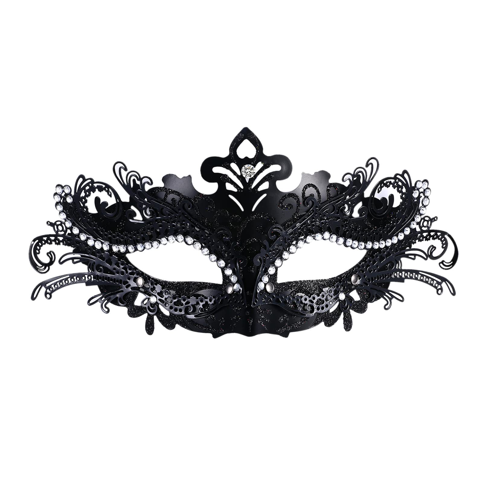 Oidea Masquerade Mask for Women - Shiny Rhinestone Phoenix Mardi Gras Mask Metal Halloween Venetian Mask Bar Party Evening Prom Ball Mask Costume Accessory Decorations, Black