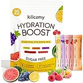 Kilicomy Electrolyte Powder Sticks (30 Count) - Sugar Free Hydration with 5 Vitamins & 7 Electrolytes, 5 Fruit Flavors, Fast Absorption for Workout & Daily Hydration, Keto Friendly
