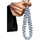 TENOC Beaded Phone Wrist Strap, Cellphone Lanyard Chain, Sparkling Wristlet Bracelet for Women, Blue