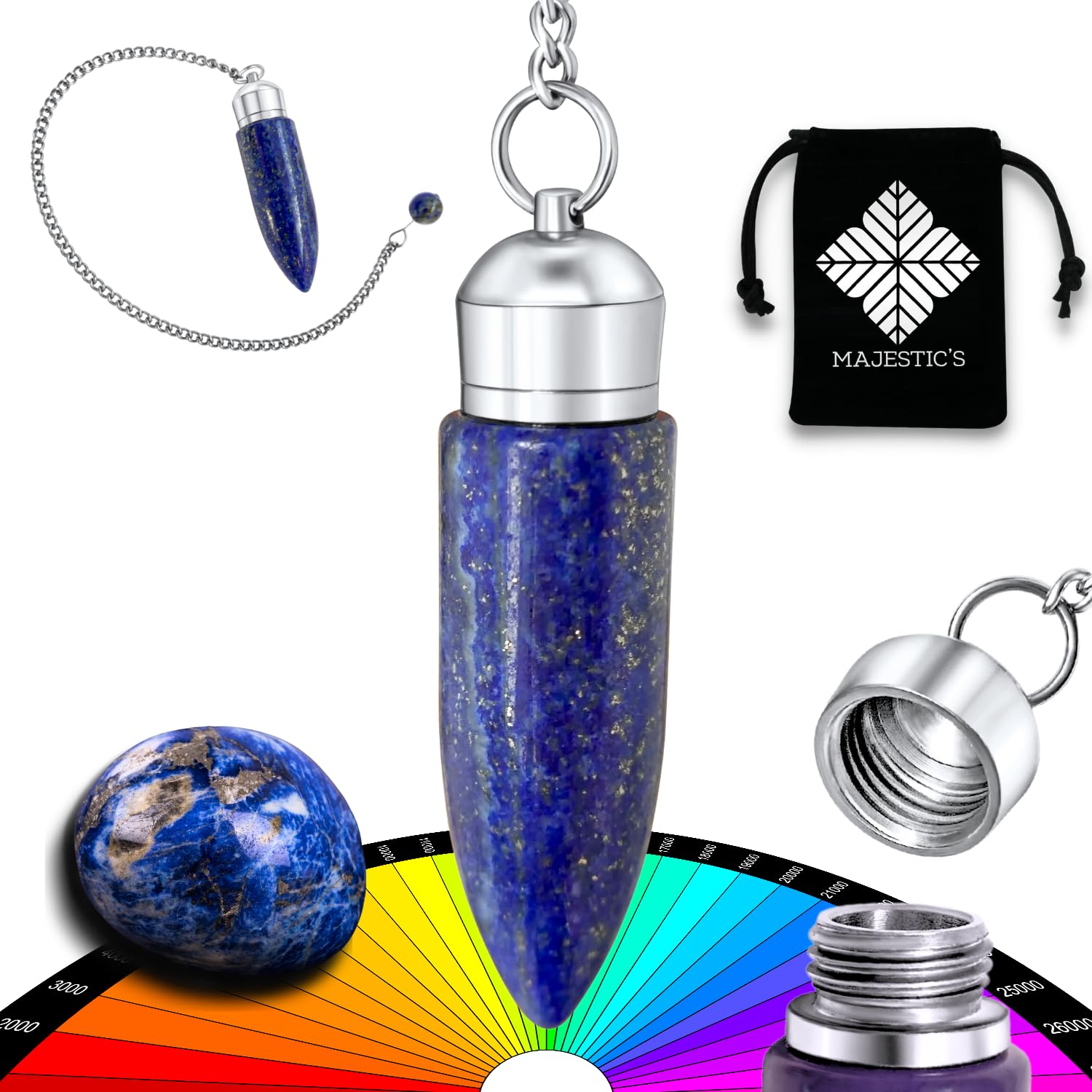 LAPIS LAZULI Divinatory Pendulum with Witness Chamber – Unique in the World Collection – Lapis Lazuli Stone Radiesthesia Pendulum – 19 g [30 GR [36 oz