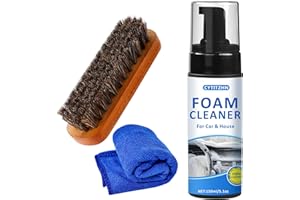 CYTITZHN Car Interior Cleaner Kit – All-Purpose Foam Cleaner for Leather, Fabric, Vinyl, Plastic, Carpet & Upholstery | Deep Stain Remover | Includes Brush & Microfiber Towel – 5oz/150ml