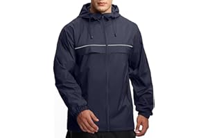 GEEK LIGHTING Mens Waterproof Hooded Rain Jacket Lightweight Raincoat for Outdoor Hiking Running Travel