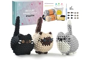 Zepiany Crochet Kit for Beginners, Crochet Cat Beginner Crochet Kit for Adults, Amigurumi Crochet Animals Cat Crafts Crochet Kits, Easy Knitting Kit Christmas Gifts