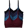 Kalon 4 Pack Women’s Nylon Spandex Removable Pads Comfort Cami Bras Wireless