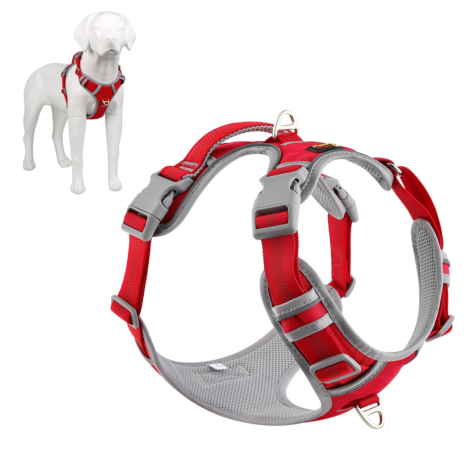 Plutus Pet No Pull Dog Harness, Release At Neck, Reflective Adjustable Dog Vest Harness, Easy Control Handle for Walking, for Small Medium Large Dogs, Red, S — image 1