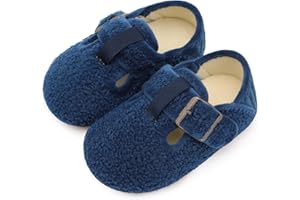 L-RUN Cozy Toddler Slippers Non-slip Boys Girls House Slippers Wide Kids Winter Shoes Warm Adjustable Strap Home Shoes