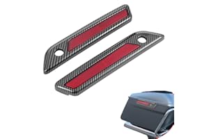 BRZOXIN Saddlebag Latch Covers for Harley Touring, Saddlebag Latchs Saddlebag Reflectors for 2014-2023 Road King Road Glide Street Glide Ultra Limited (Carbon Fiber Pattern ABS, Red)