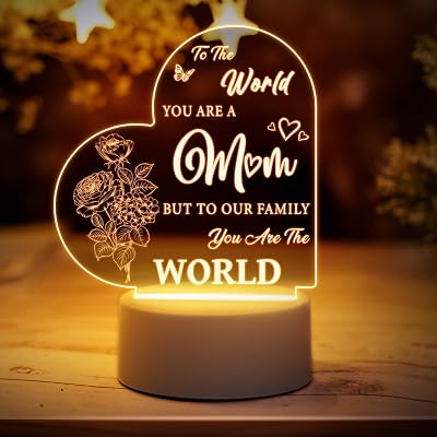 Buioata Gifts for Mum Engraved Night Light with Words USB Powered